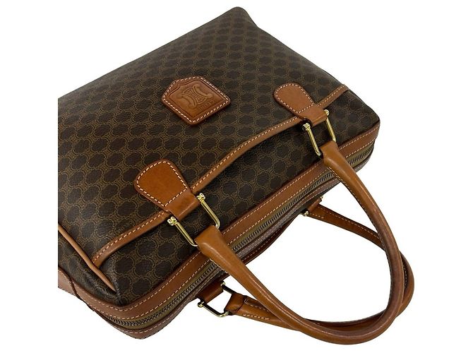 Céline Celine Vintage Macadam Blazon Pattern Triomphe Lederhandtasche Braun - Ansicht 4