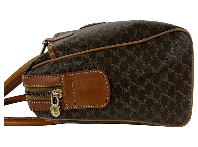 Céline Celine Vintage Macadam Blazon Pattern Triomphe Lederhandtasche Braun - Ansicht 5