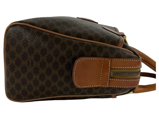 Céline Celine Vintage Macadam Blazon Pattern Triomphe Lederhandtasche Braun - Ansicht 6