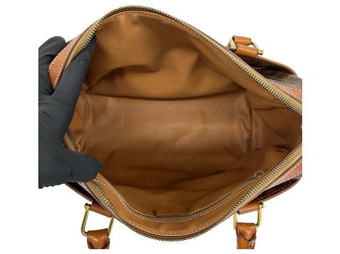 Céline Celine Vintage Macadam Blazon Pattern Triomphe Lederhandtasche Braun - Ansicht 9