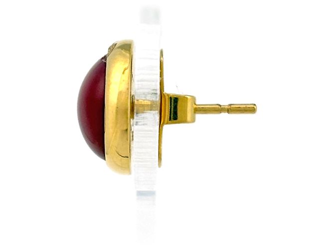 Hermès Boucles d'oreilles rondes Hermes Eclipse Rouge Doré - vue 2