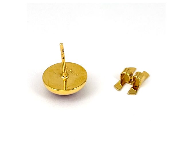 Hermès Boucles d'oreilles rondes Hermes Eclipse Rouge Doré - vue 3
