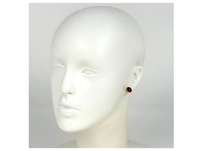 Hermès Boucles d'oreilles rondes Hermes Eclipse Rouge Doré - vue 4