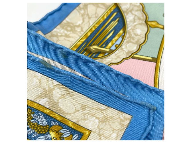 Hermès Foulard Hermes Petit Carré CARPE DIEM Blu Multicolore - vista 5