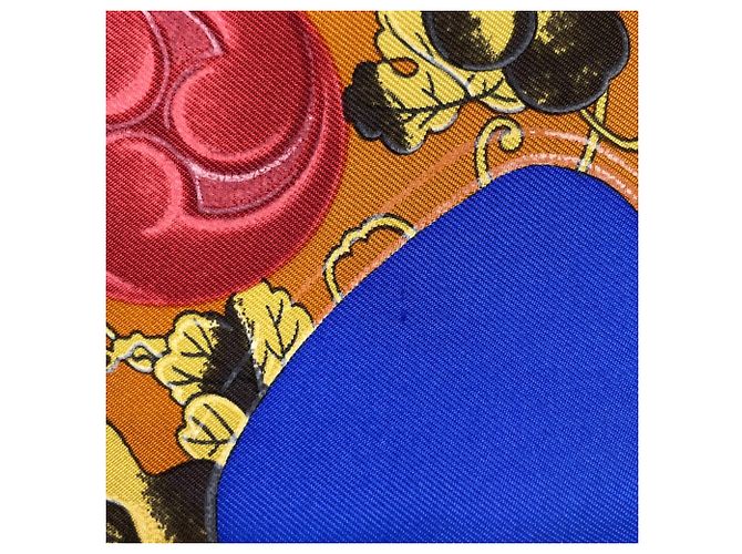 Hermès Foulard di seta Hermes Carre 90 Samourai Blu Multicolore - vista 4