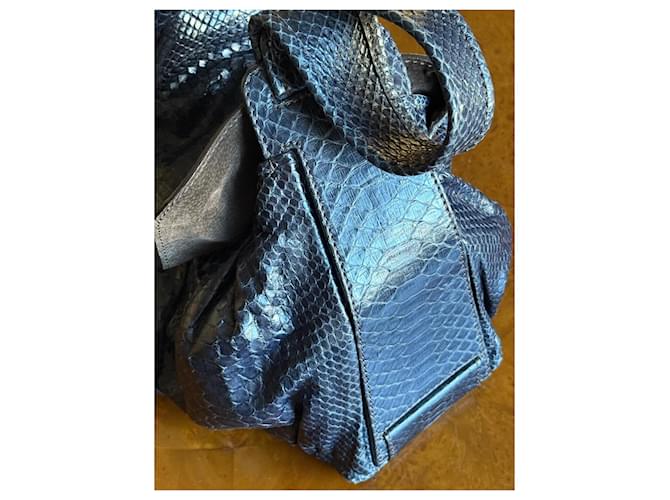 Zagliani Schultertasche aus Pythonleder in Mitternachtsblau - Ansicht 10