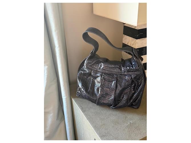 Zagliani Schultertasche aus Pythonleder in Mitternachtsblau - Ansicht 2