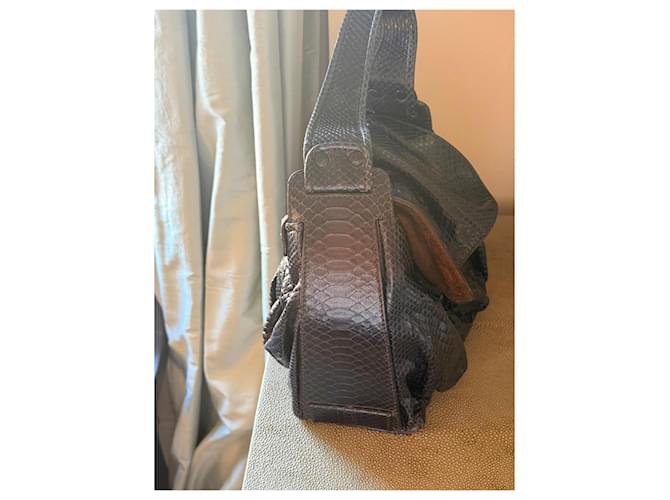 Zagliani Schultertasche aus Pythonleder in Mitternachtsblau - Ansicht 3