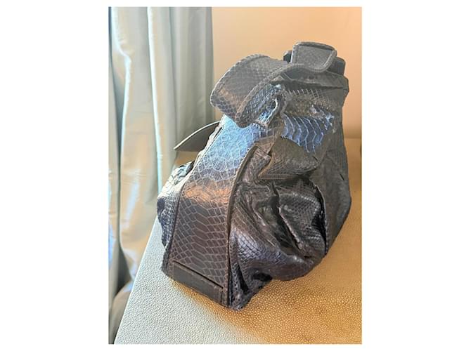 Zagliani Schultertasche aus Pythonleder in Mitternachtsblau - Ansicht 4