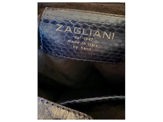 Zagliani Schultertasche aus Pythonleder in Mitternachtsblau - Ansicht 5