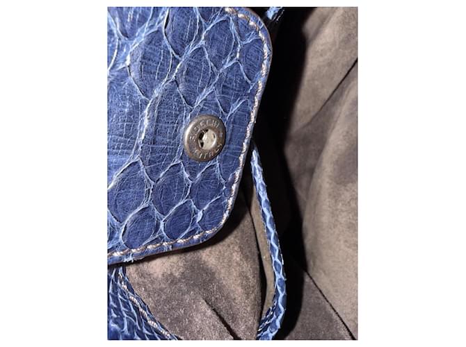Zagliani Schultertasche aus Pythonleder in Mitternachtsblau - Ansicht 6