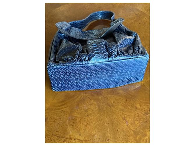 Zagliani Schultertasche aus Pythonleder in Mitternachtsblau - Ansicht 9