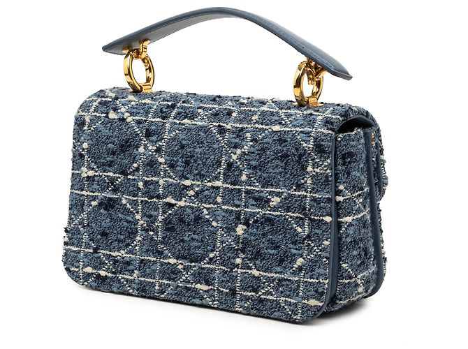 Borsa a mano Dior Blue Mini Tweed Cannage Jolie Top Handle - vista 2