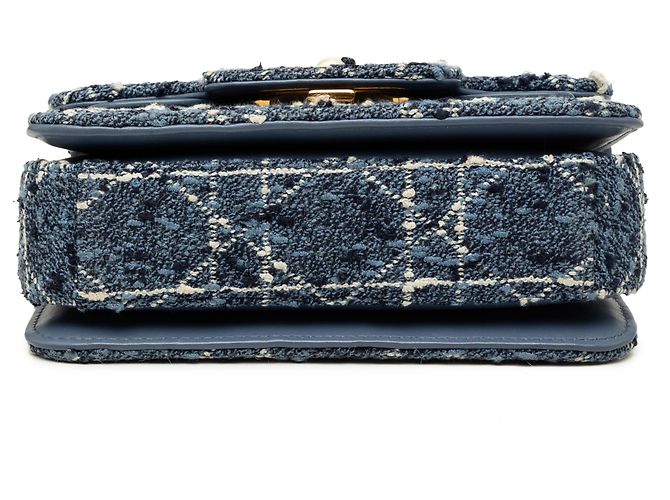 Borsa a mano Dior Blue Mini Tweed Cannage Jolie Top Handle - vista 3