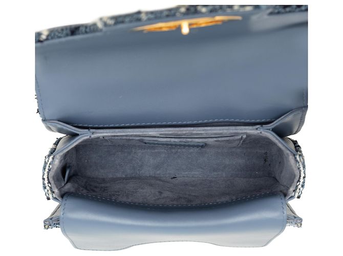 Borsa a mano Dior Blue Mini Tweed Cannage Jolie Top Handle - vista 4