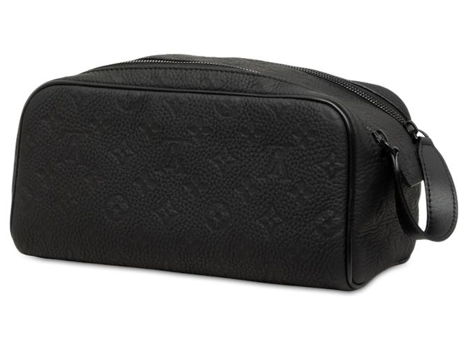 Louis Vuitton Black Monogram Shadow Locker Dopp Kit Clutch Nero - vista 2