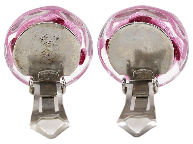 Orecchini a clip Chanel Pink CC Resin Camellia Rosa - vista 3