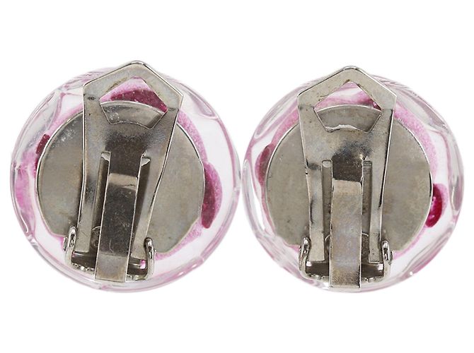 Orecchini a clip Chanel Pink CC Resin Camellia Rosa - vista 4