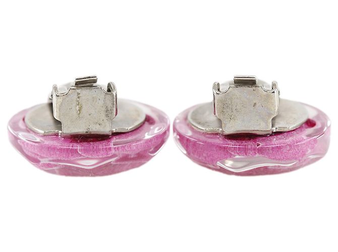 Orecchini a clip Chanel Pink CC Resin Camellia Rosa - vista 6