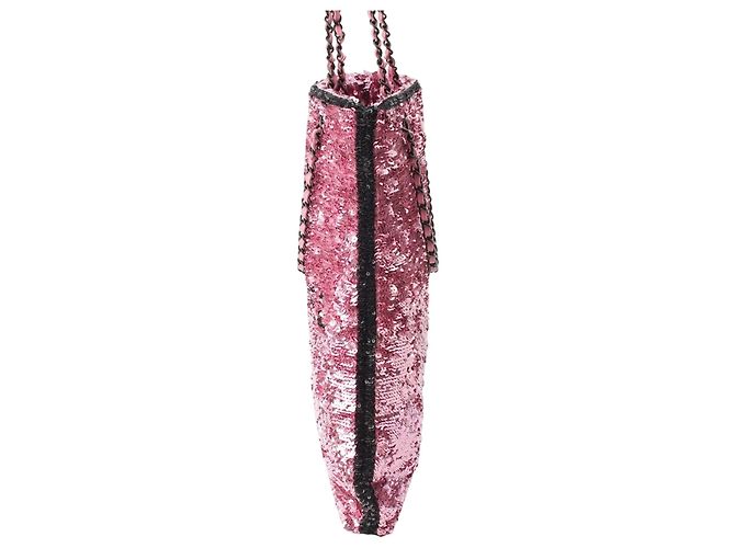 Borsa Shopping Chanel in paillettes rosa - vista 10