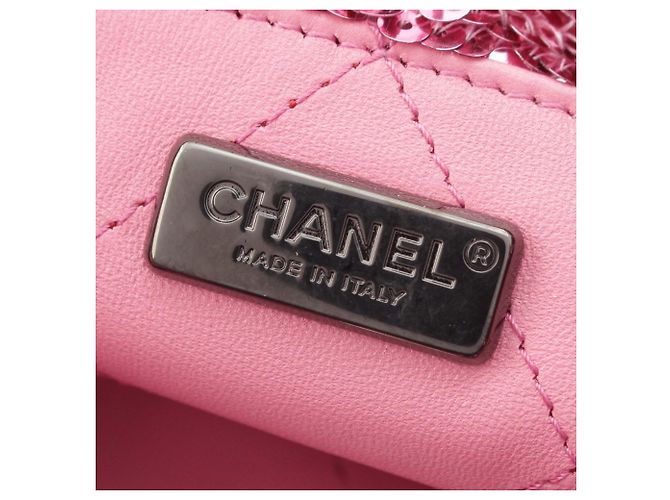 Borsa Shopping Chanel in paillettes rosa - vista 5
