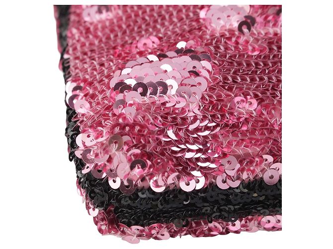 Borsa Shopping Chanel in paillettes rosa - vista 7