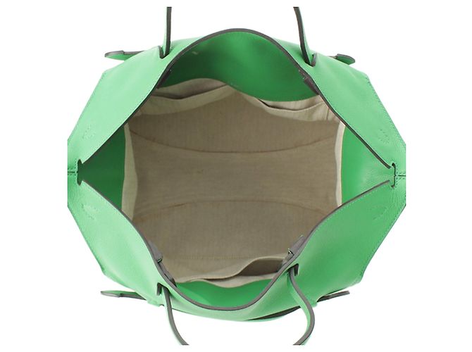 Borsa Hermès Oxer Top Handle in pelle Evercolor Green Verde - vista 6