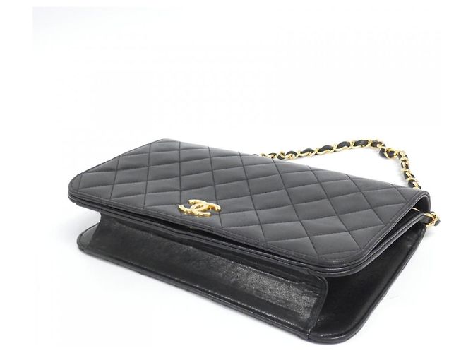 Borsa a tracolla Chanel 03568 in pelle d'agnello nera Nero - vista 3