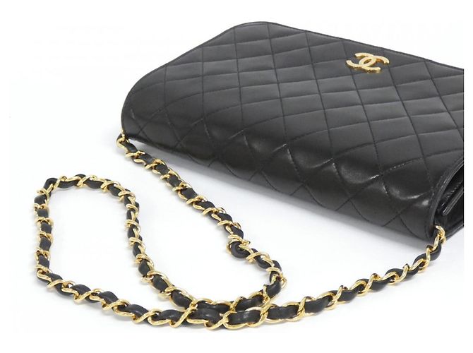 Borsa a tracolla Chanel 03568 in pelle d'agnello nera Nero - vista 7