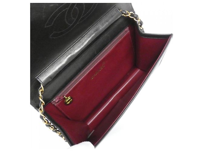 Borsa a tracolla Chanel 03568 in pelle d'agnello nera Nero - vista 8