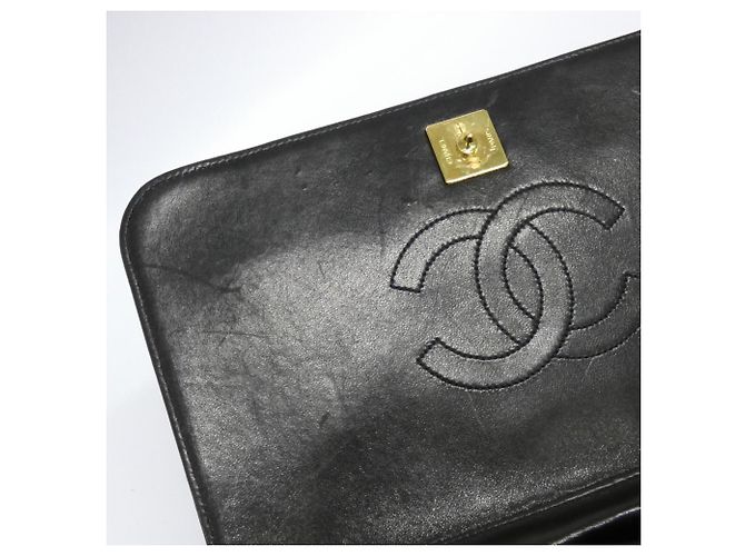 Borsa a tracolla Chanel 03568 in pelle d'agnello nera Nero - vista 9