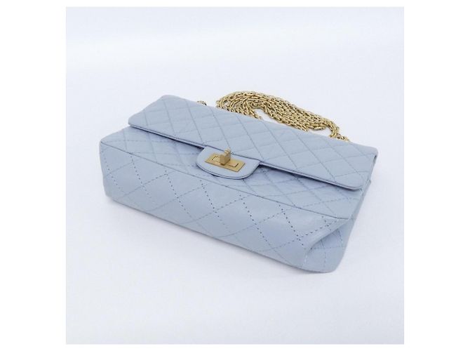 Borsa a tracolla Chanel in vitello azzurro Blu chiaro - vista 3