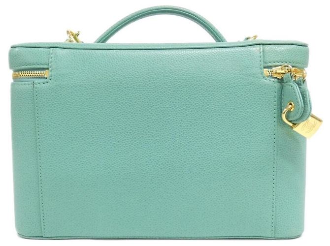 Borsa Chanel in pelle di vitello martellata verde - vista 2