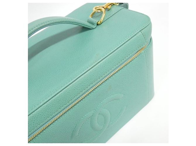 Borsa Chanel in pelle di vitello martellata verde - vista 5