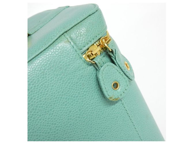Borsa Chanel in pelle di vitello martellata verde - vista 6