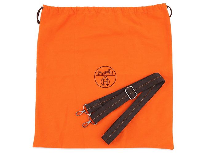 Hermès Borsa Tote Hermes Caravan Horizontal MM Arancione Cioccolato - vista 18