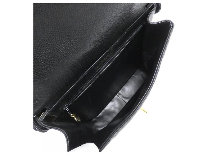 Borsa a tracolla Chanel in pelle di vitello martellata nera Nero - vista 7