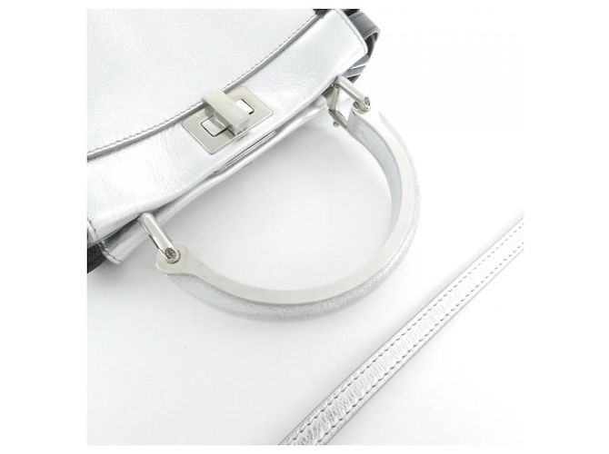 Borsa a mano Fendi Peekaboo Mini Nero Argento - vista 5