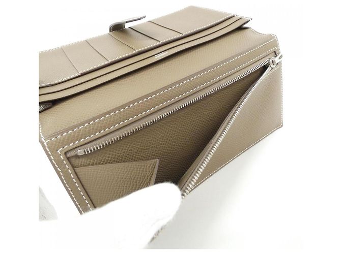 Hermès Hermes Bearn Soufflé Langbeutel Taupe - Ansicht 7