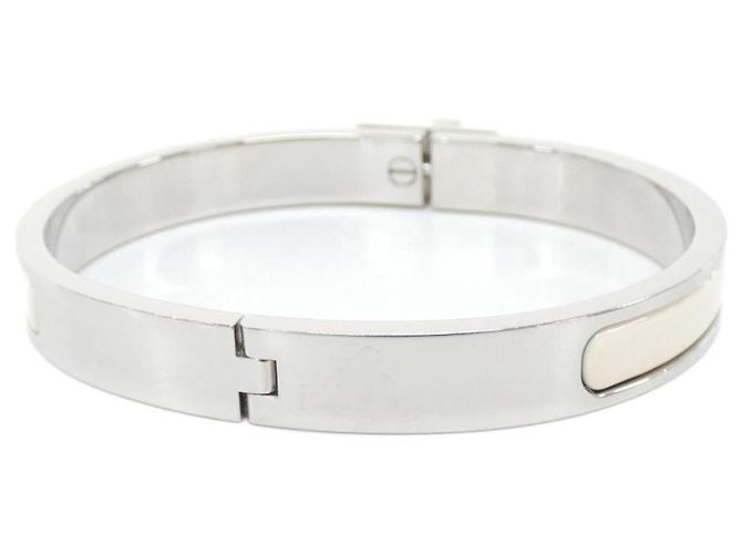 Hermès Bracciale Charm Hermes Mini Click Kelly GM Argento Beige - vista 2