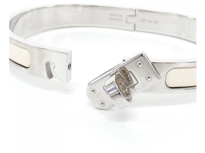 Hermès Bracciale Charm Hermes Mini Click Kelly GM Argento Beige - vista 4