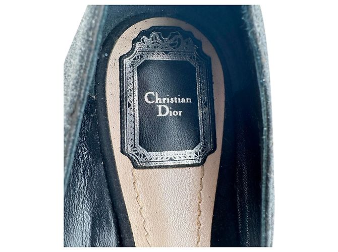 Ballerine a punta Dior decorate con rose in glitter nero - vista 13