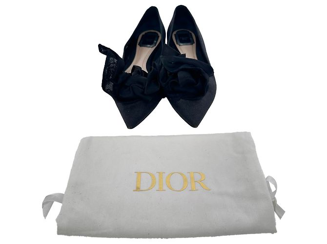 Ballerine a punta Dior decorate con rose in glitter nero - vista 16