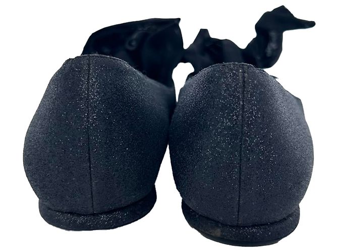 Ballerine a punta Dior decorate con rose in glitter nero - vista 8