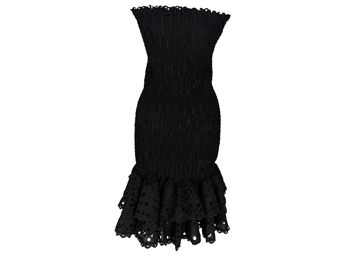 Autre Marque Vestido midi palabra de honor Liliana Charo Ruiz en algodón negro - vista 3