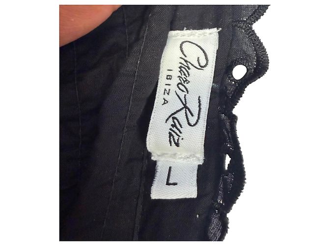 Autre Marque Vestido midi palabra de honor Liliana Charo Ruiz en algodón negro - vista 4