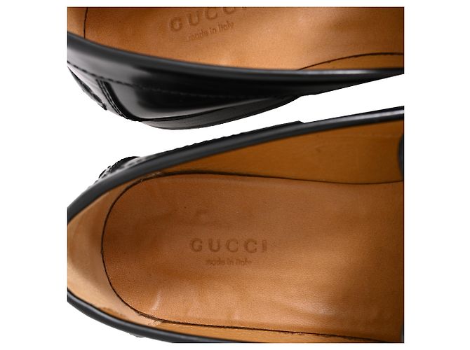 Logo Gucci Interlocking G in pelle nera Nero - vista 10