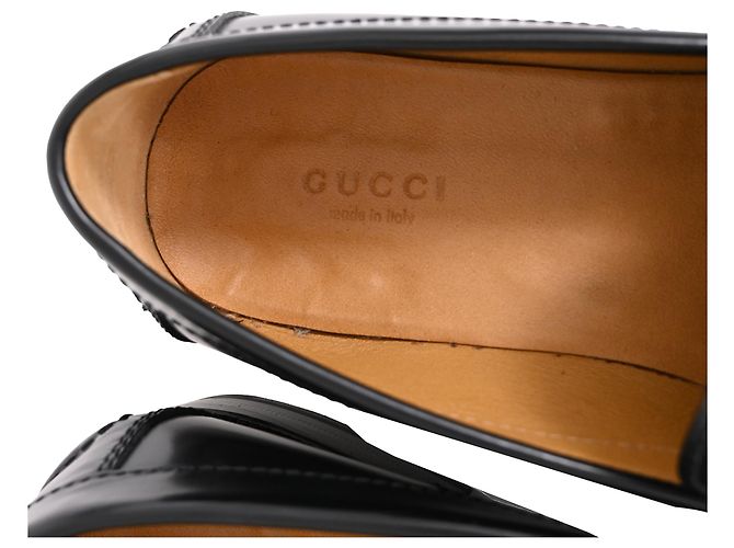 Logo Gucci Interlocking G in pelle nera Nero - vista 11