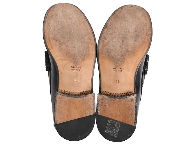 Logo Gucci Interlocking G in pelle nera Nero - vista 6