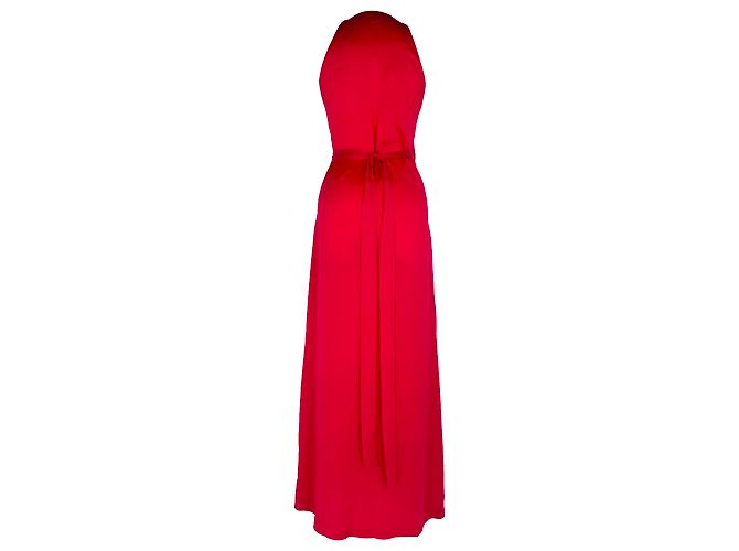 Abito wrap halter Diane Von Furstenberg in triacetato rosso - vista 3